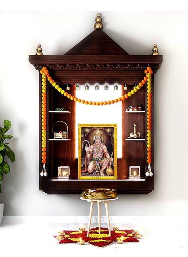 ZIG-ZAG zig zag Lord Hanuman Ji Bajrangbali Photo Frame For Wall / Table / Pooja Room ( 7X9 Inches, Acrylic Glass) Golden, Rectangular - Image 4